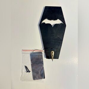 Coffin shaped wall hook Halloween home decor decoration bat goth emo